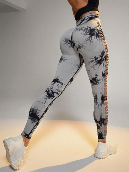 Tie - dye Raw Seamless Leggings - Gymfit