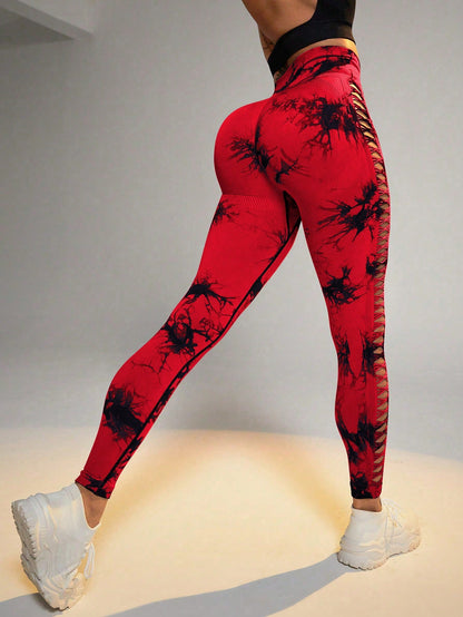 Tie - dye Raw Seamless Leggings - Gymfit