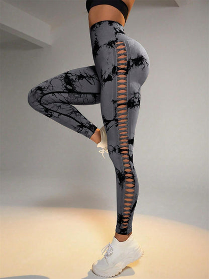 Tie - dye Raw Seamless Leggings - Gymfit