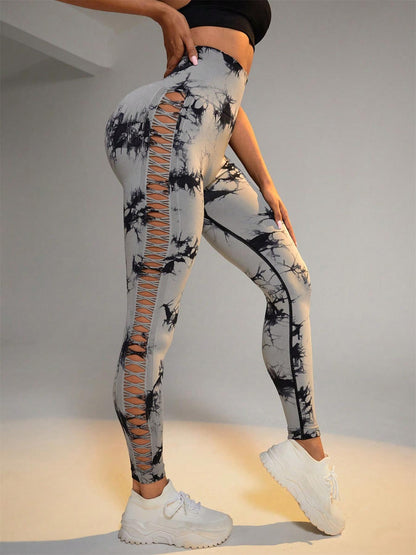 Tie - dye Raw Seamless Leggings - Gymfit