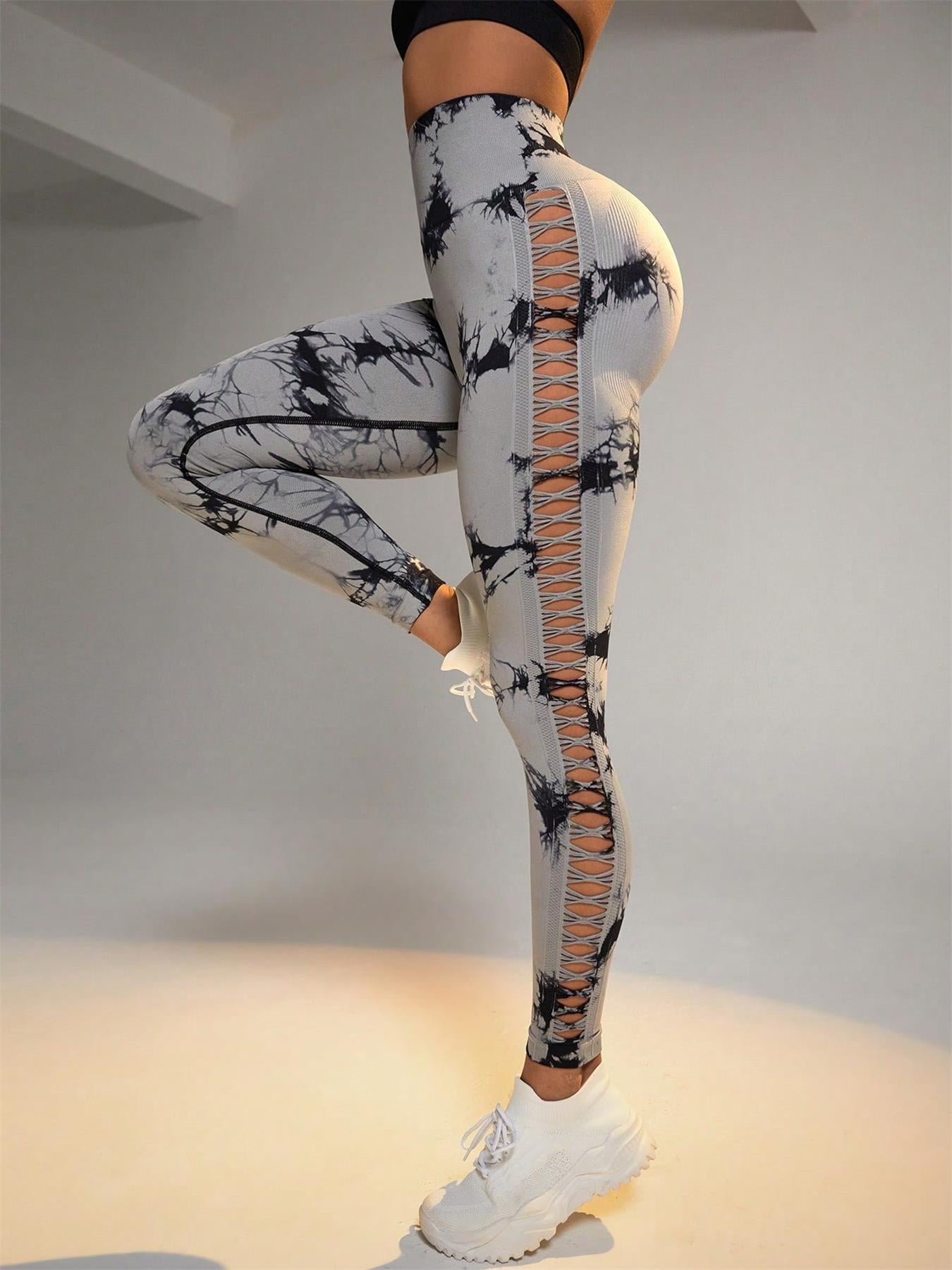 Tie - dye Raw Seamless Leggings - Gymfit