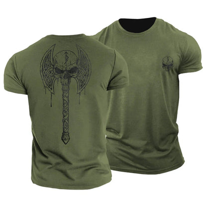 T-shirt Viking tête de mort et hache - Gymfit